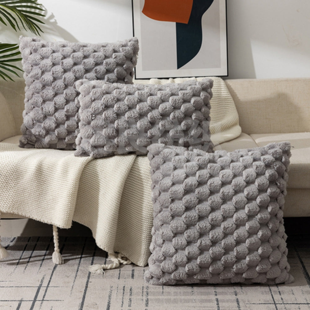 Sora Kussenhoes 50x50 | 3D Textuur, Katoen-Polyester, Roze voor Bank Kussens