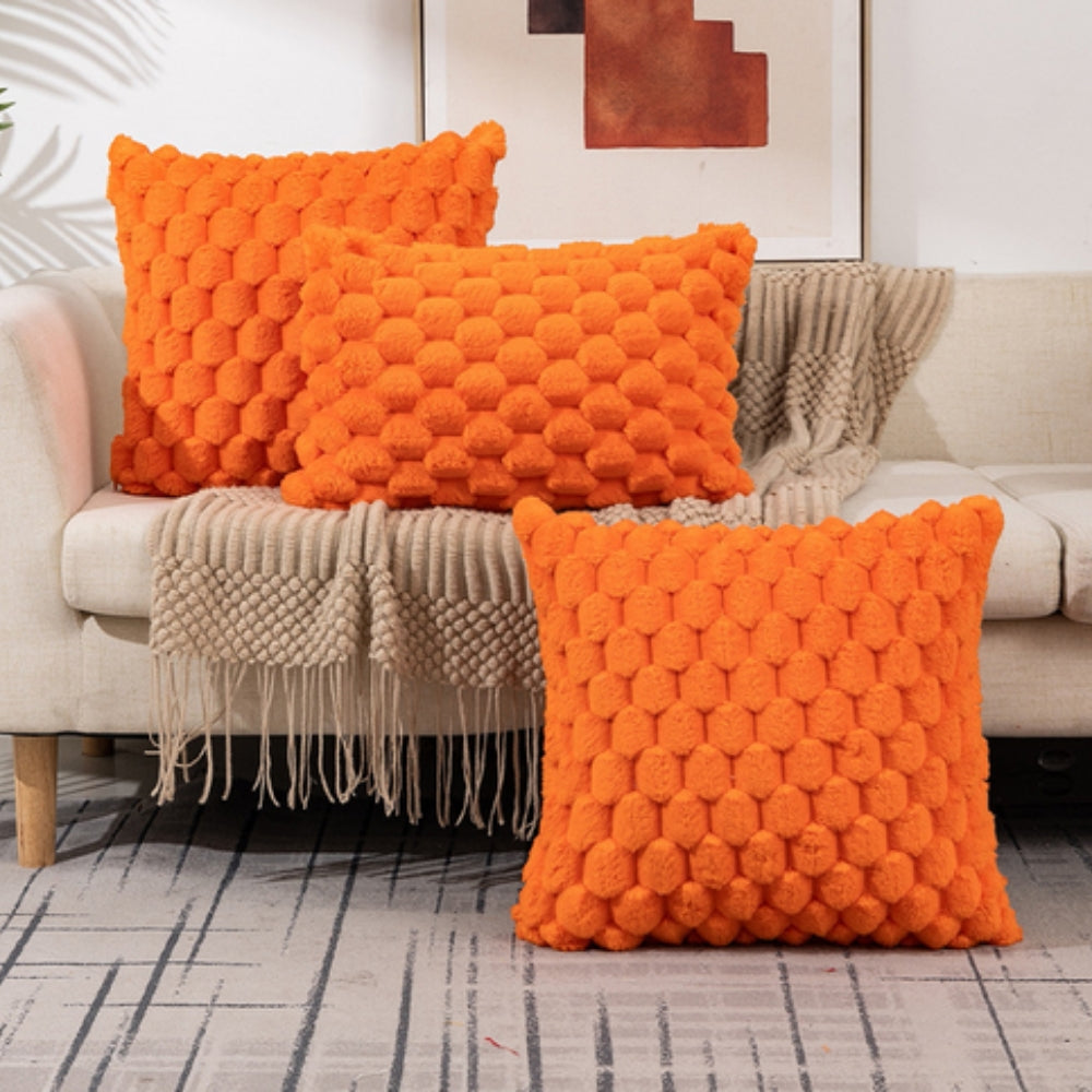 Sora Kussenhoes 50x50 | 3D Textuur, Katoen-Polyester, Roze voor Bank Kussens