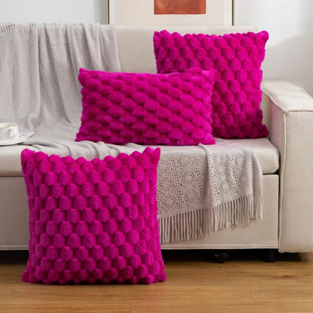 Sora Kussenhoes 50x50 | 3D Textuur, Katoen-Polyester, Roze voor Bank Kussens