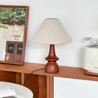 Vento Tafellamp | Walnoothouten Voet, Linnen Kap, Retro Design