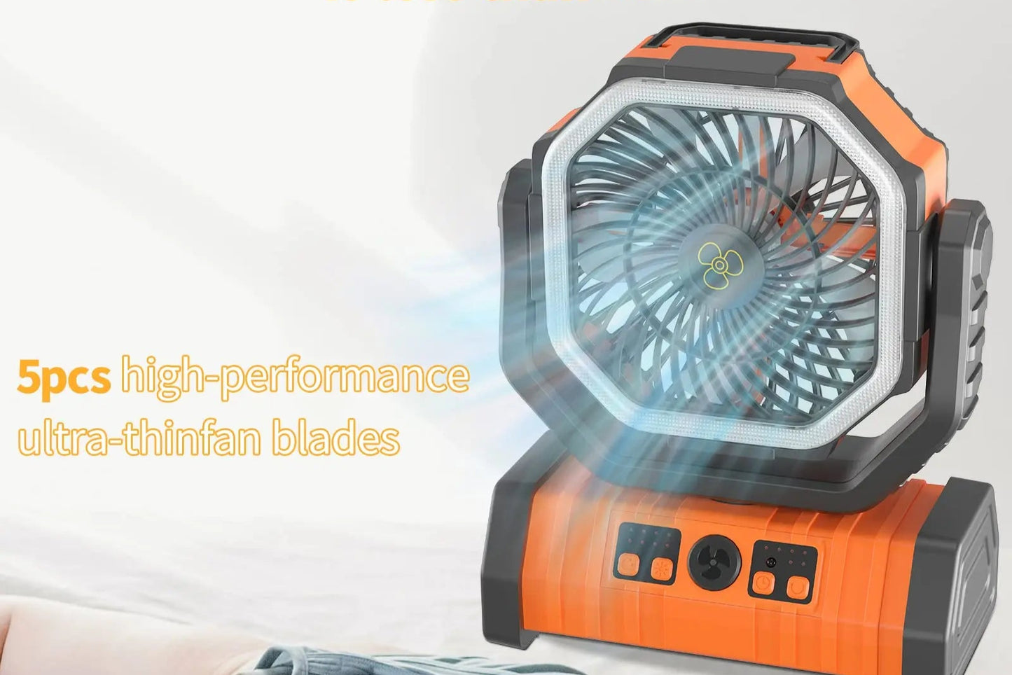 Draagbare campingventilator met LED-licht – koel blijven zonder stroom