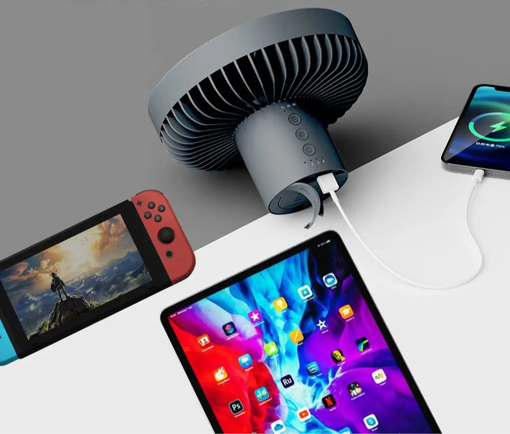 Praktische campingventilator – verkoeling en power voor onderweg